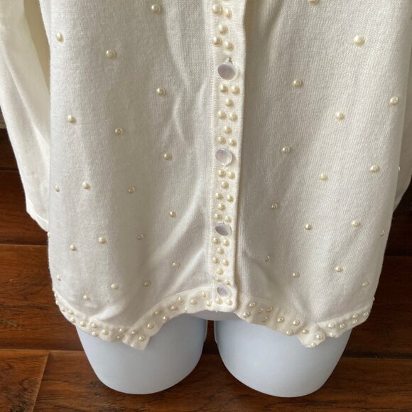 BFA Classics Vintage Ivory Cardigan With Pearl Detail  Petite Large - Picture 10 of 15